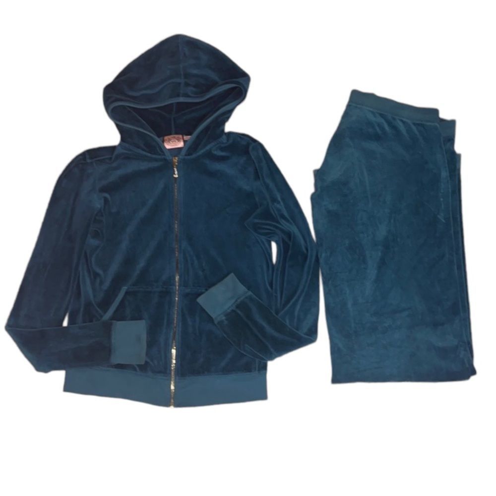 Juicy Couture Y2K Velour hoodie pants tracksuit sz M/L